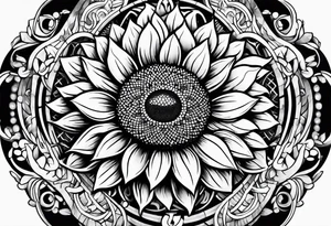 Sunflower viking sleeve tattoo idea