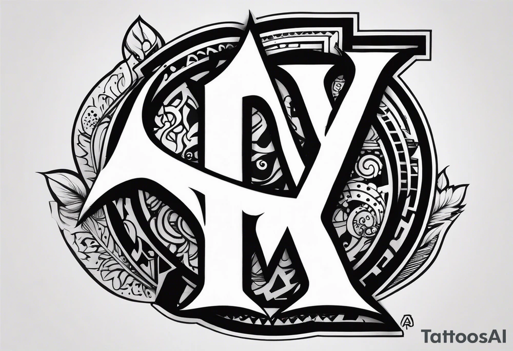 the letters A R in the middle of a ninja headband tattoo idea