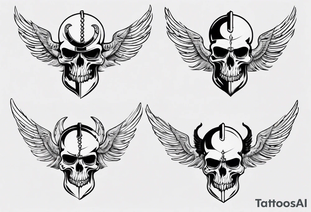 Viking face skulls on the side with wings tattoo idea