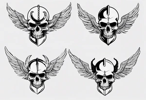Viking face skulls on the side with wings tattoo idea