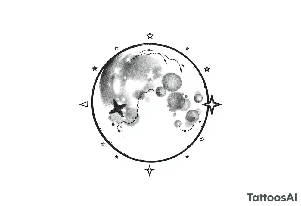 Moon and stars tattoo idea