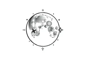 Moon and stars tattoo idea