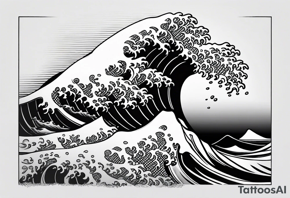 Simple ocean wave inside of a square tattoo idea