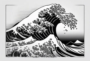 Simple ocean wave inside of a square tattoo idea