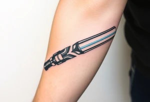Light saber broken hilt realistic and complex tattoo idea