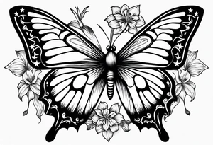Moon and stars moth lily tattoo idea