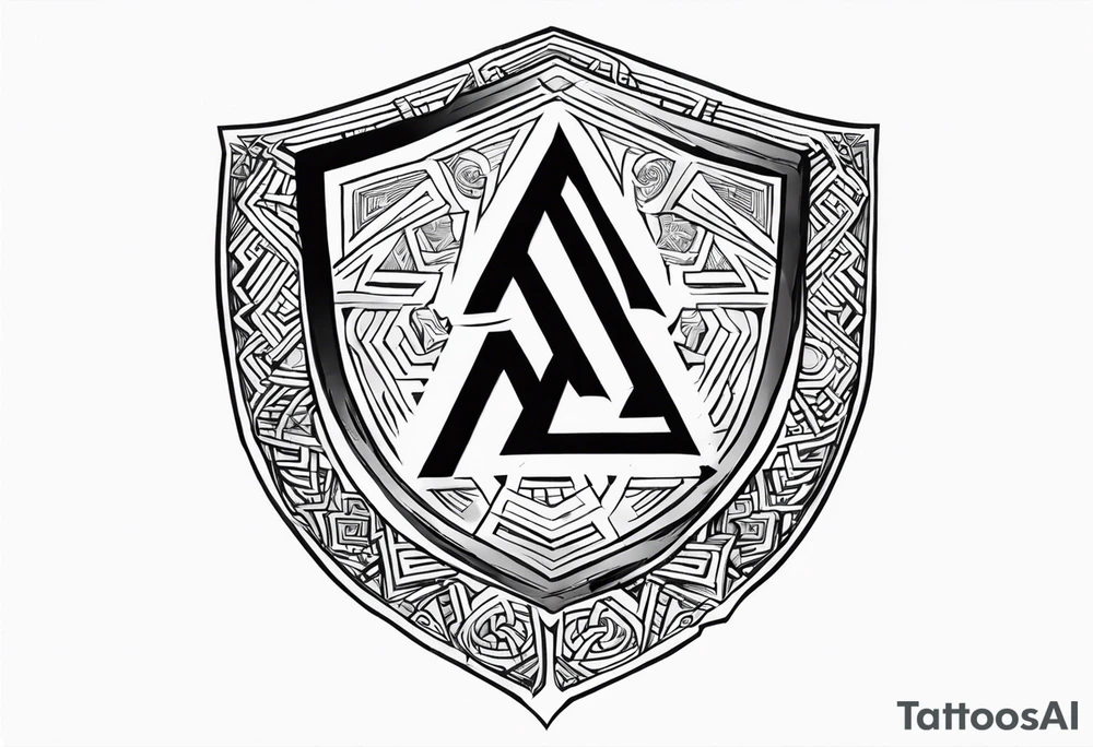 Valhalla shield valknut axe steps tattoo idea