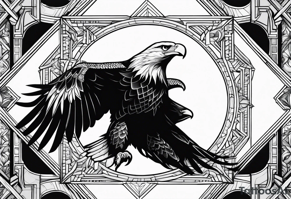 eagle in flight holding a faces tattoo idea