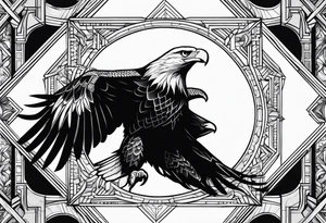 eagle in flight holding a faces tattoo idea