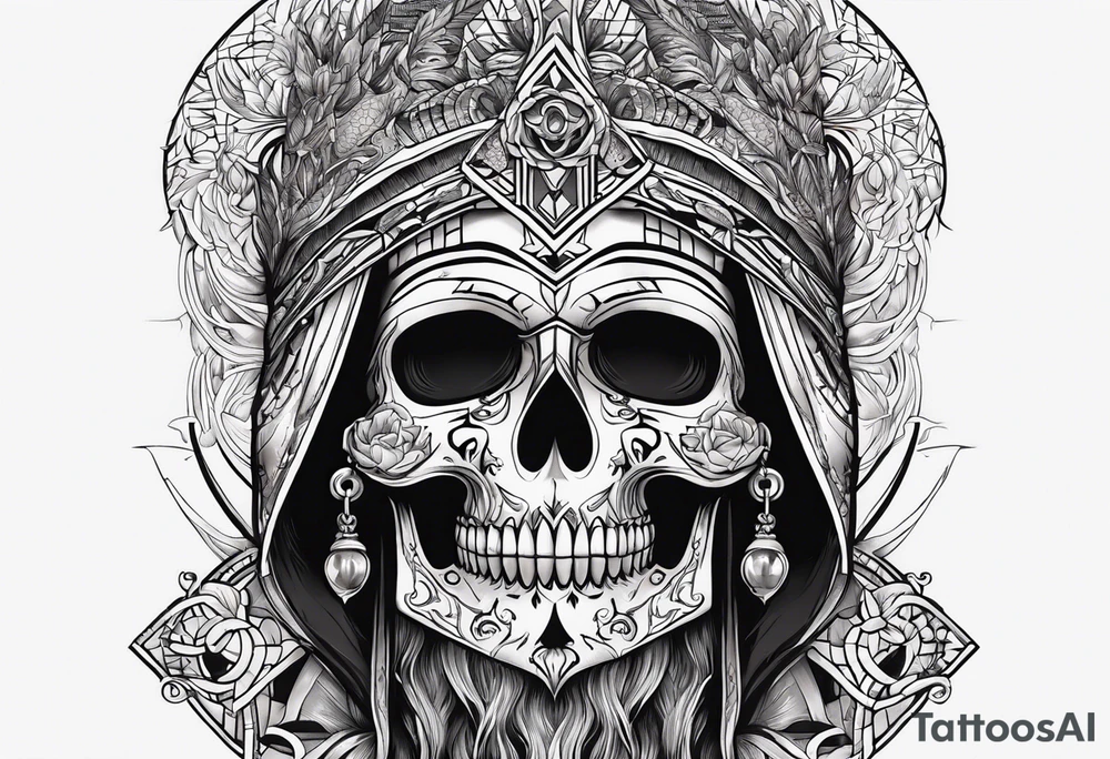 The god of death sleeve tattoo idea