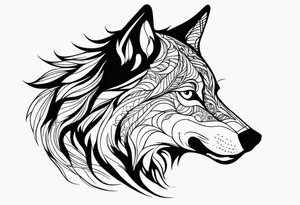 right side profile of a wolf face tattoo idea