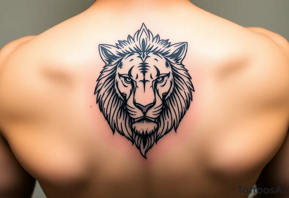 Feminine lion head tattoo idea