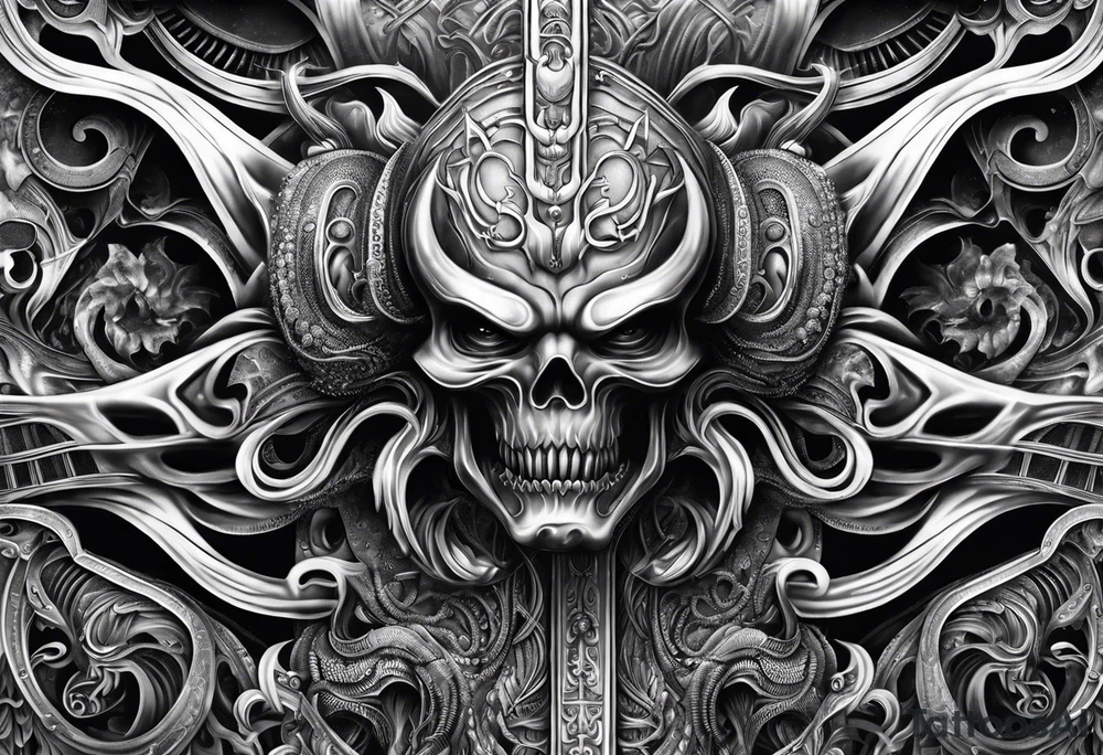 Japanese tattoo in the style of Giger tattoo idea