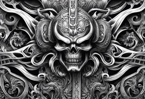 Japanese tattoo in the style of Giger tattoo idea