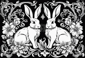 two opposite bunnies 
 american traditional tattoo idea