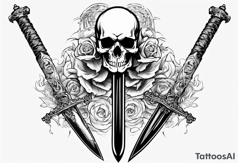 sword skull guard tattoo idea