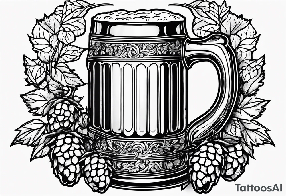 beer mug with hops tattoo idea