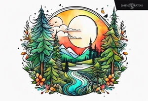 forest, lineswork tattoo idea