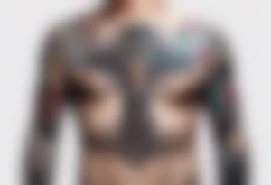 standing man with cross missing from his chest tattoo idea