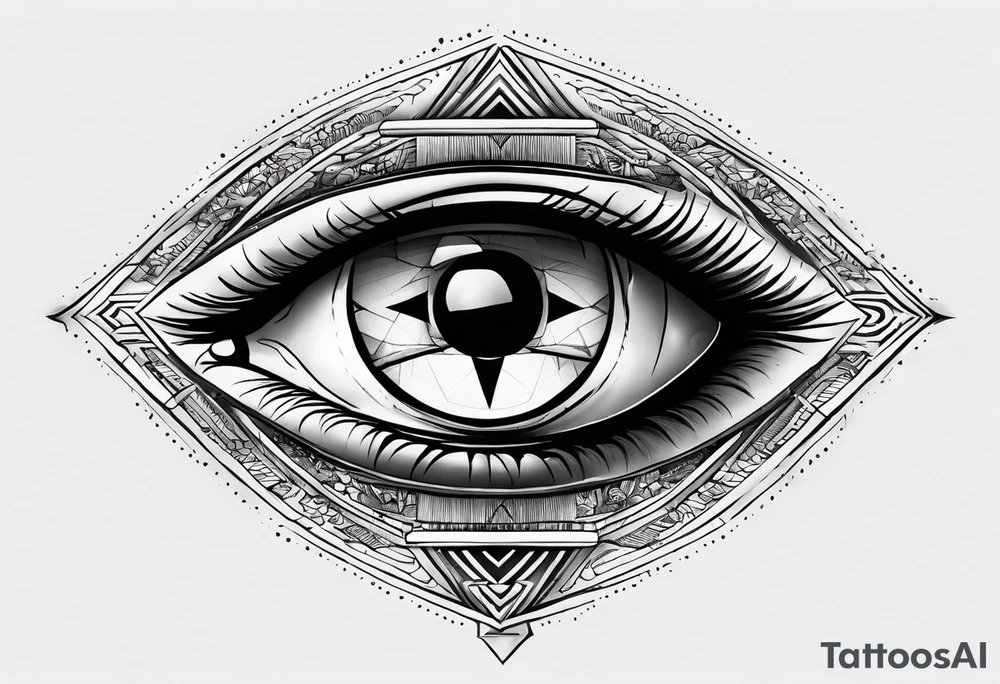 Most protective symbol in the world thirds eye layered through the design where is looks like your seeing through the fabric of reality tattoo idea