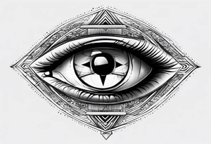 Most protective symbol in the world thirds eye layered through the design where is looks like your seeing through the fabric of reality tattoo idea