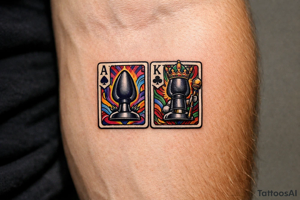 poker cards, ace king of butt plugs tattoo idea