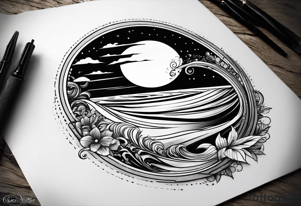 A balck tattoo for my shoulder with time and a date for my so 25.05.16 and a wave of beach about life tattoo idea A balck tattoo for my shoulder with time and a date for my so 25.05.16 and a wave of beach about life tattoo idea