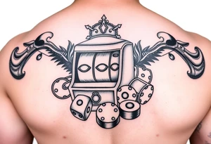 Slot machine and dice and money and poker chips tattoo tattoo idea