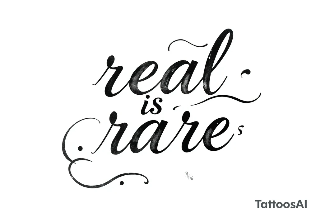 "real is rare" quote in sleky style tattoo idea