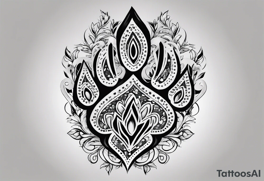 Dogs paw print with jaxy writing tattoo idea