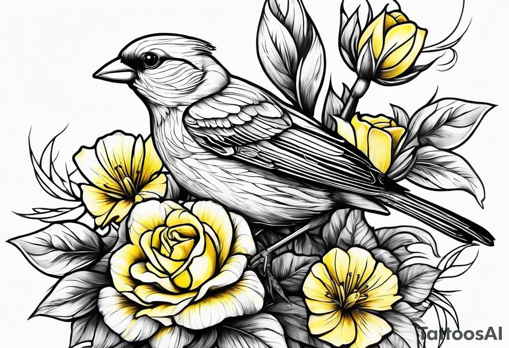 yellow canary tattoo idea