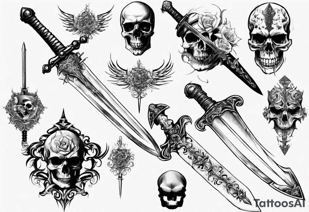 sword skull guard tattoo idea