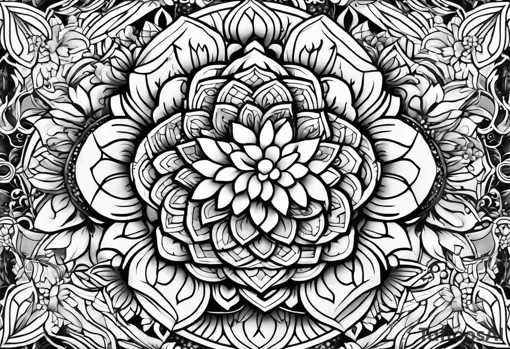 SLeve with flowers and geometrical design tattoo idea SLeve with flowers and geometrical design tattoo idea
