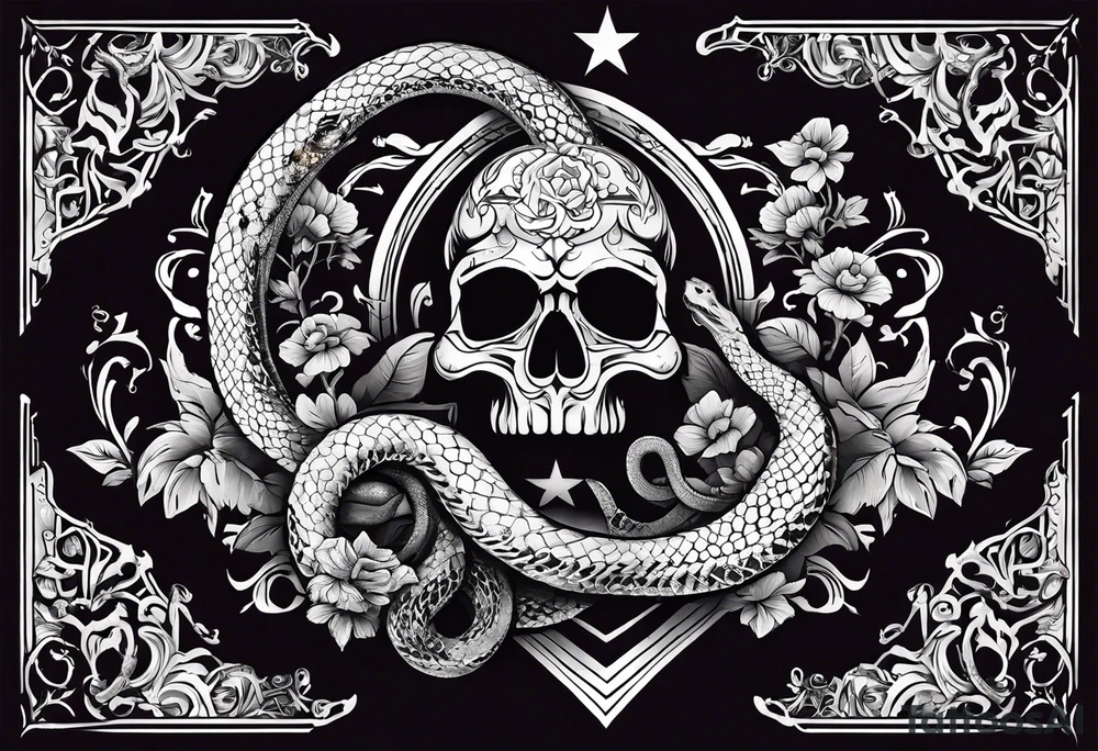 snake sleeve tattoo with skull, dagger, gun for a gta v ped with the word Hydra on it tattoo idea