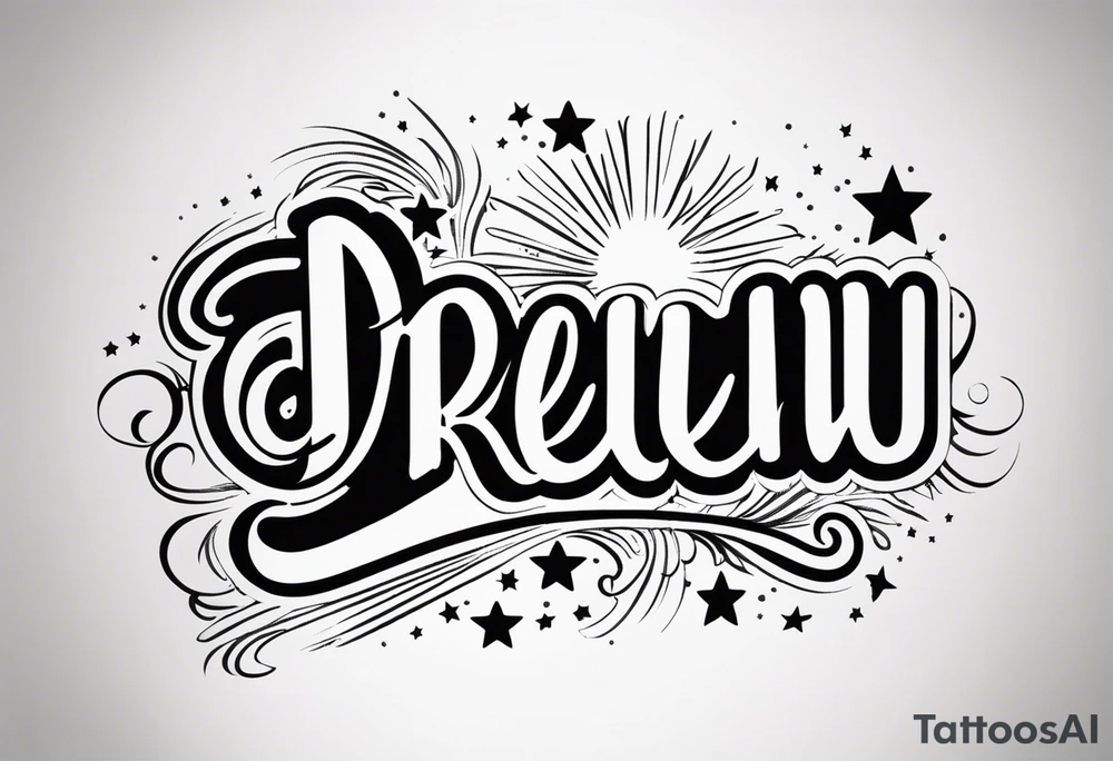 The name Drew with stars tattoo idea