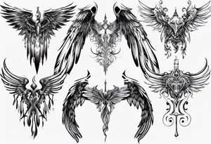 Wings with the dates 09/12/2012 and 24/10/2023 tattoo idea