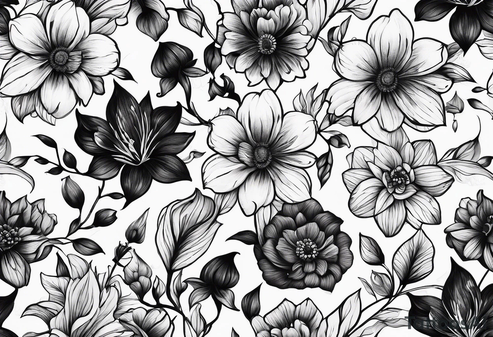 Black flowers tattoo idea