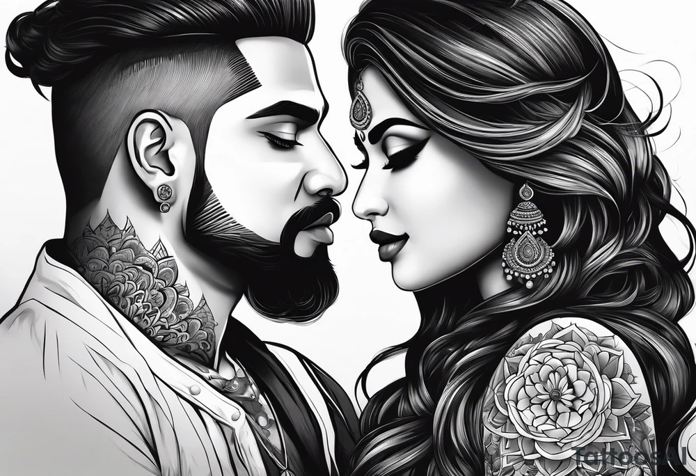 My name is karan and my wife name is kiran i want tattoo single tattoo with both characters tattoo idea