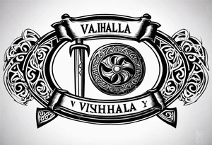 Valhalla viking shield hatchet sword tattoo idea