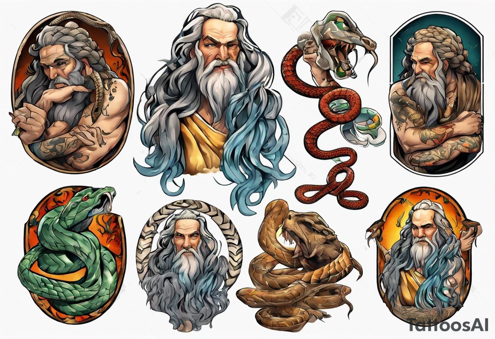 Moses with snake tattoo idea