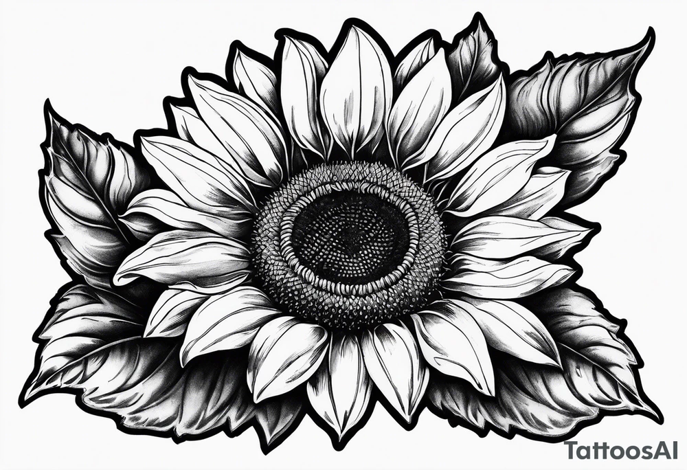 Realistic Horseshoe around a sunflower tattoo idea