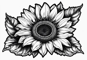 Realistic Horseshoe around a sunflower tattoo idea