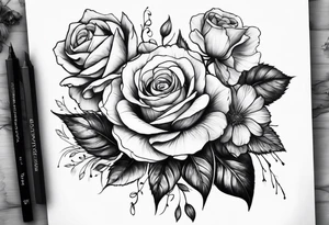 i want a full arm tattoo with simple flowers and roses tattoo idea