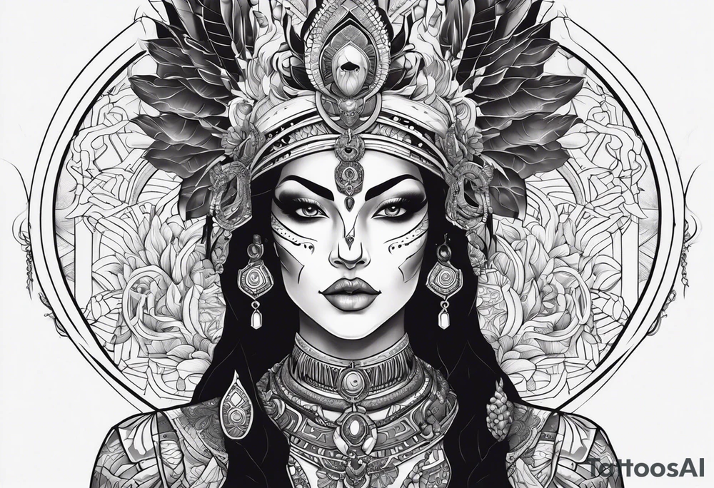 kali ma, alien goddess, valkrye, aries, pirate, divine feminine, zenza resonance, pachamama, lotus azul, blank panther, eagle, skull, 5D, nueva gaya, dna 12 tattoo idea