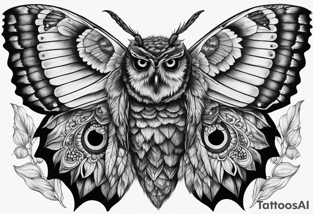 Dead head moth with owl eyes tattoo idea