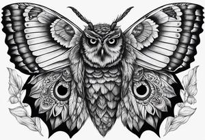 Dead head moth with owl eyes tattoo idea
