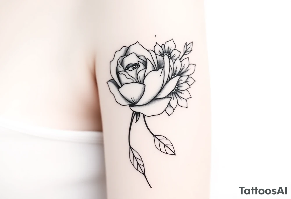 rose and chrysanthemum tattoo idea