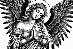 Angel with prayer hands tattoo idea