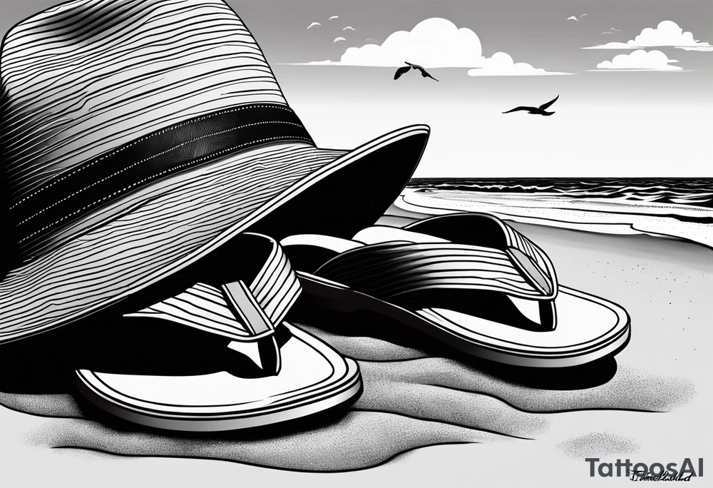 Keep it simple. One pair of timberland boots. One pair of flip flops and a cowboyhat on the Beach. tattoo idea