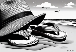 Keep it simple. One pair of timberland boots. One pair of flip flops and a cowboyhat on the Beach. tattoo idea